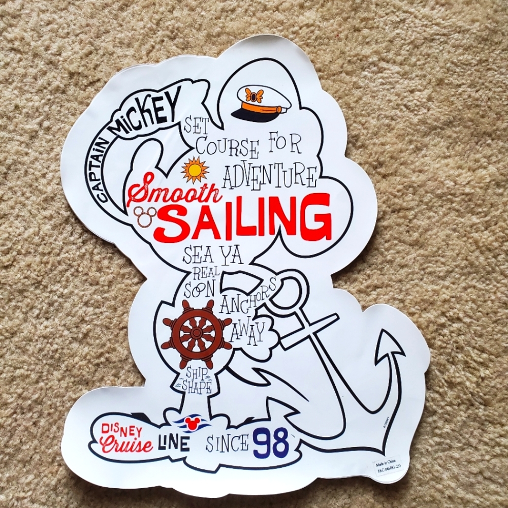 Rare DISNEY Cruise Line window cling Captain Mickey Mouse vacation souvenir
